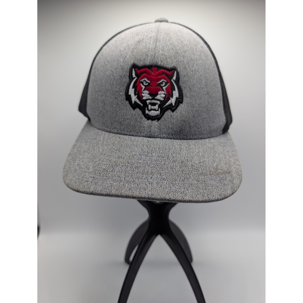 Pacific Headwear 405 Tiger Logo Trucker Hat Grey Black Iconic Mesh Cap SM-MD